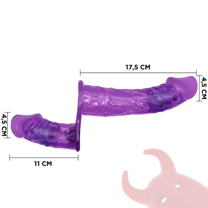 Arnes con doble dildo y vibracion