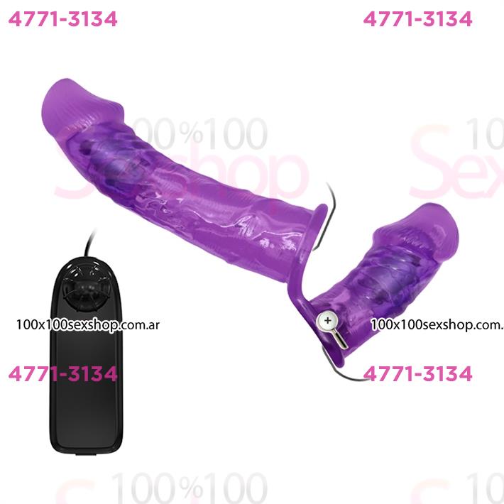 Arnes con doble dildo y vibracion