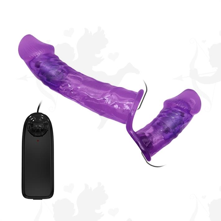 Arnes con doble dildo y vibracion