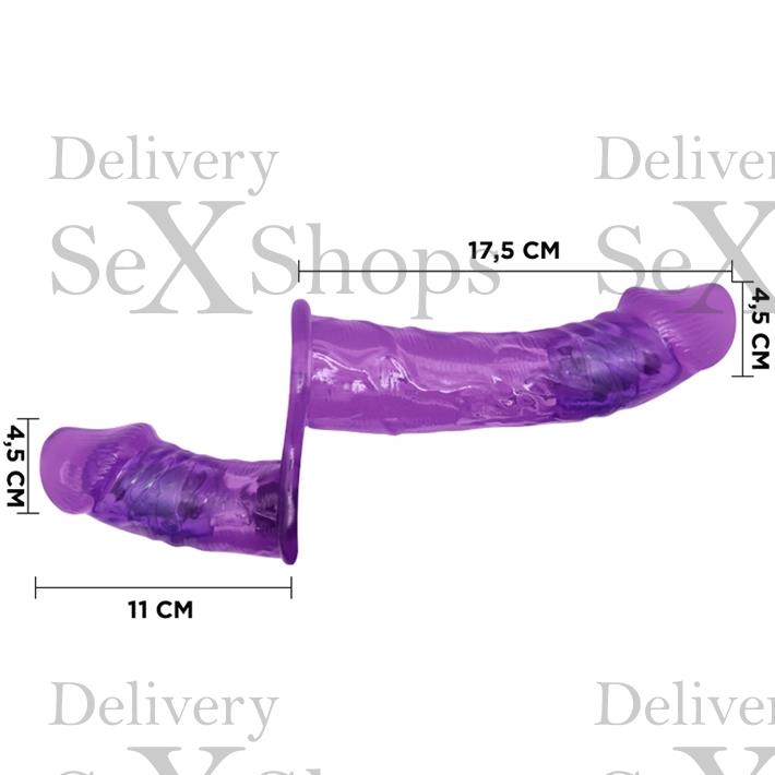 Arnes con doble dildo y vibracion