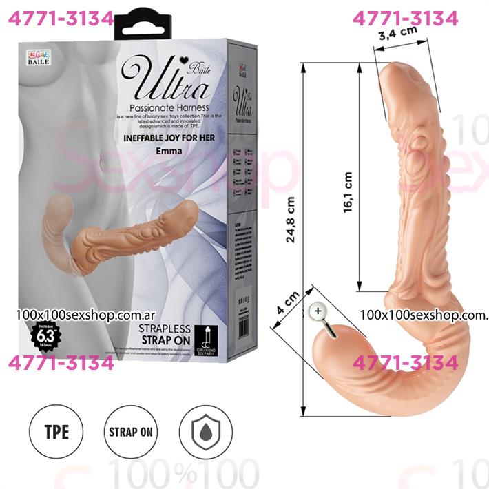 Strap-on doble realista: diseño cómodo con doble cabezal y material resistente