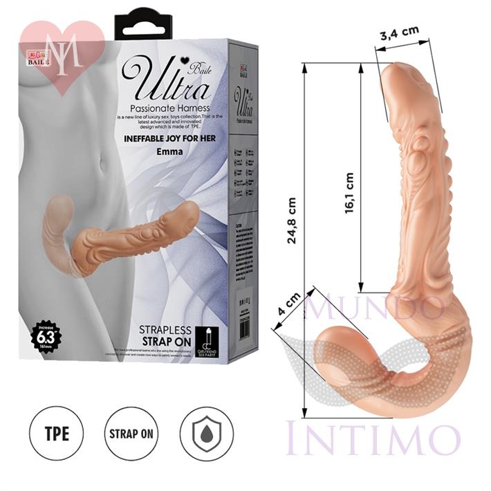  Strap-on doble realista: diseño cómodo con doble cabezal y material resistente 