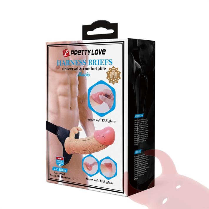 Arnes con dildo de suave textura y conejo estimulador