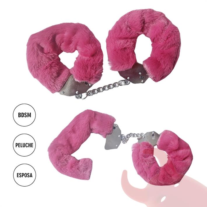  Esposas de metal con peluche fucsia 