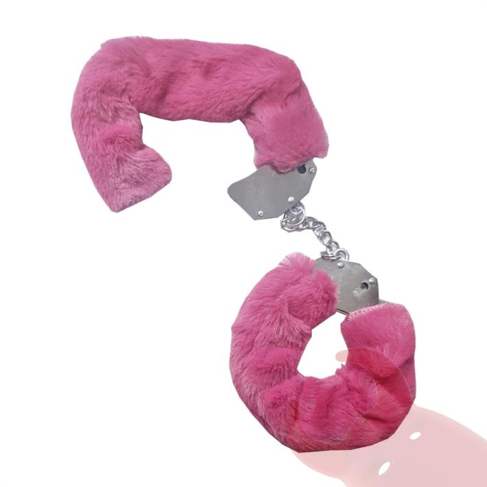 Esposas de metal con peluche fucsia