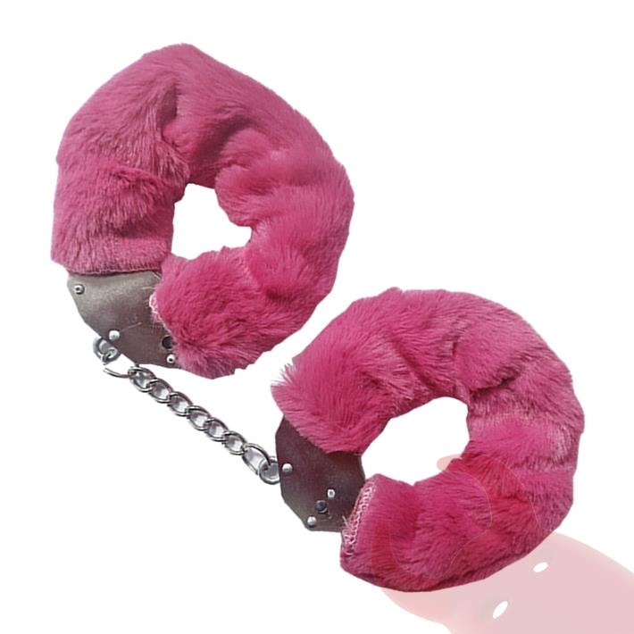 Esposas de metal con peluche fucsia