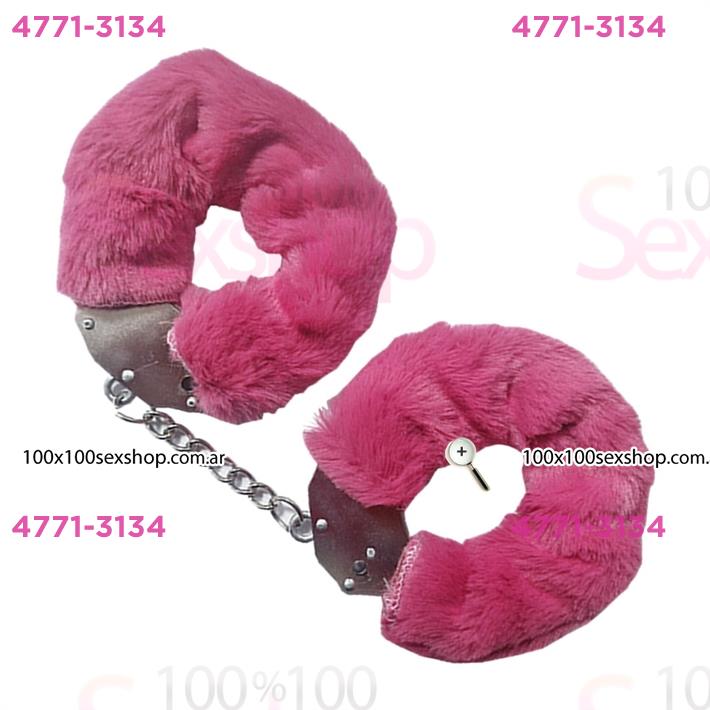 Esposas de metal con peluche fucsia