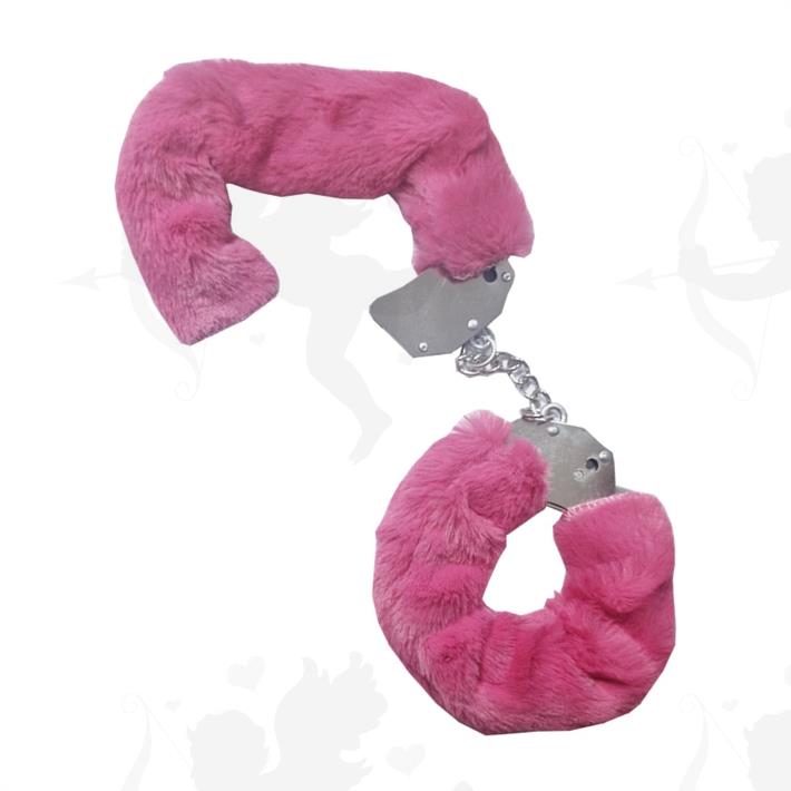 Esposas de metal con peluche fucsia