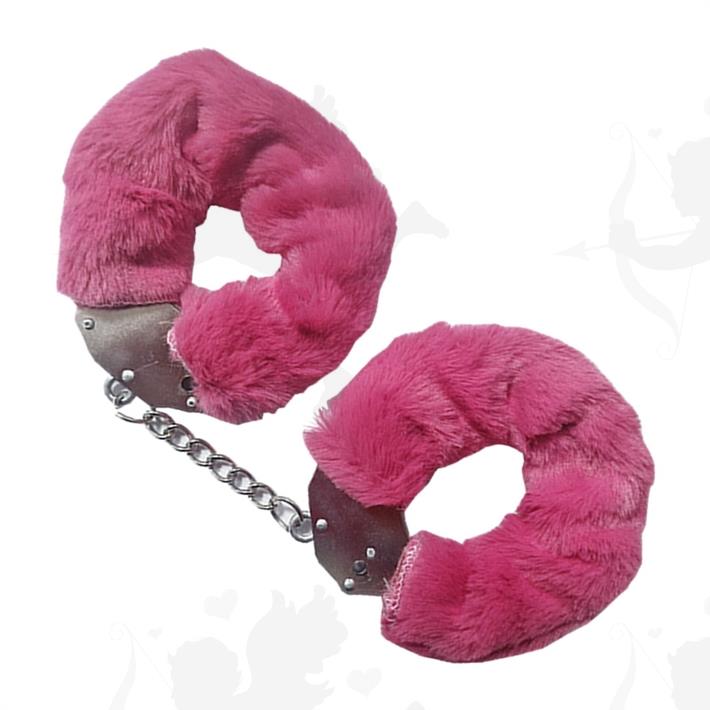 Esposas de metal con peluche fucsia