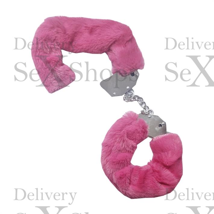 Esposas de metal con peluche fucsia