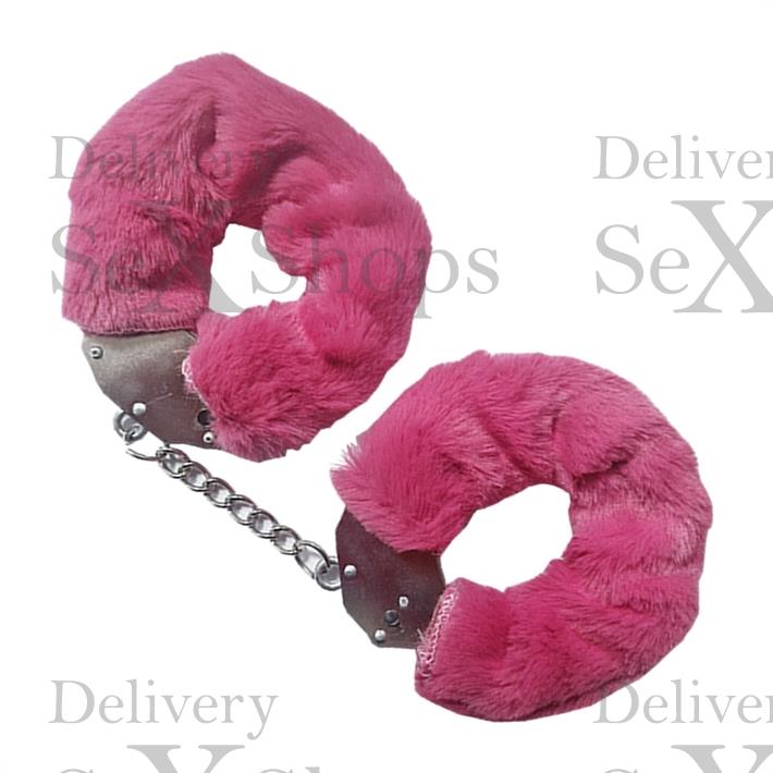 Esposas de metal con peluche fucsia