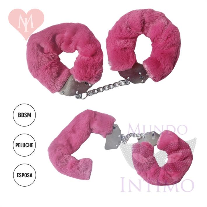  Esposas de metal con peluche fucsia 