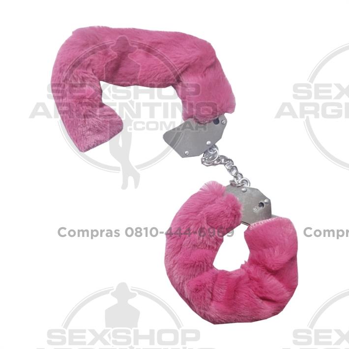 Esposas de metal con peluche fucsia