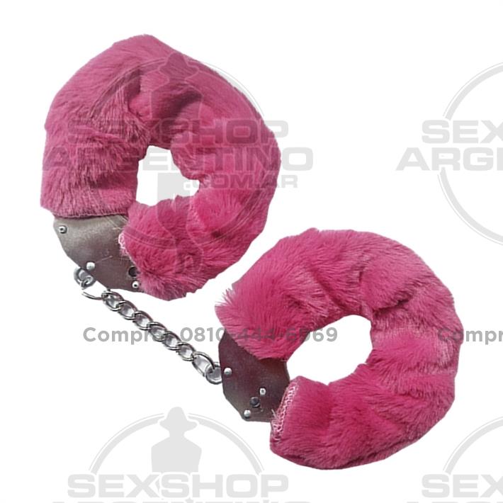 Esposas de metal con peluche fucsia