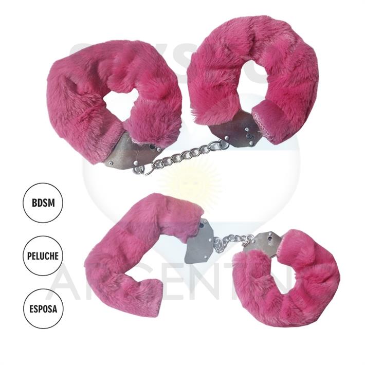 Esposas de metal con peluche fucsia