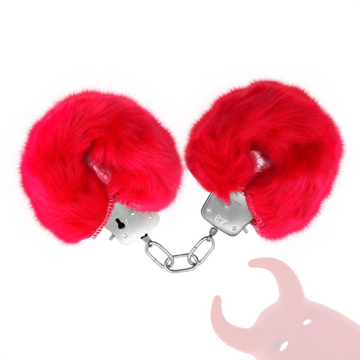 Esposas de metal cubiertas de peluche rosa