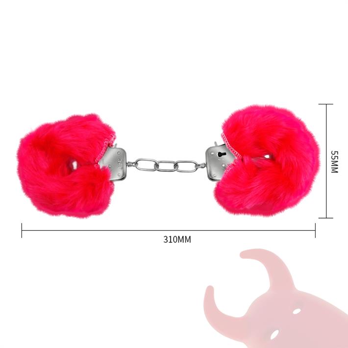 Esposas de metal cubiertas de peluche rosa