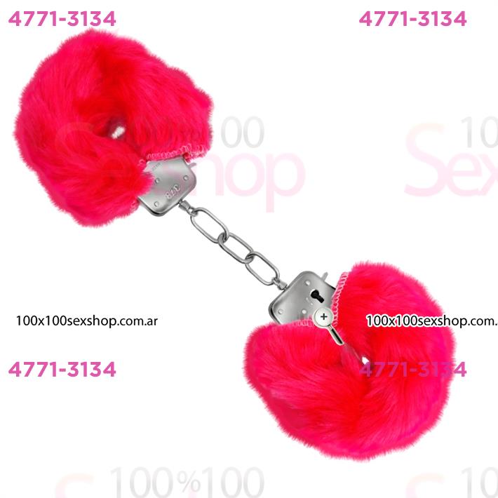 Esposas de metal cubiertas de peluche rosa