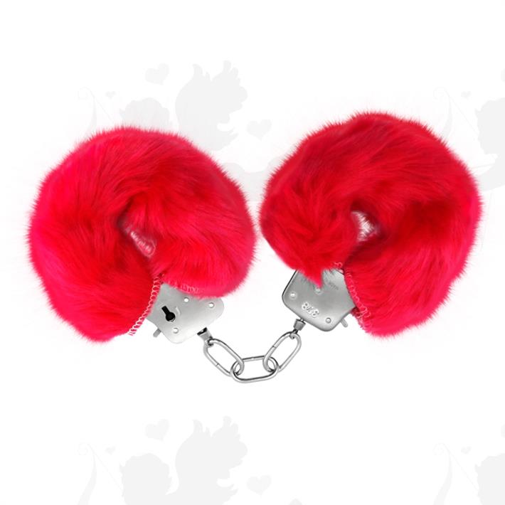 Esposas de metal cubiertas de peluche rosa