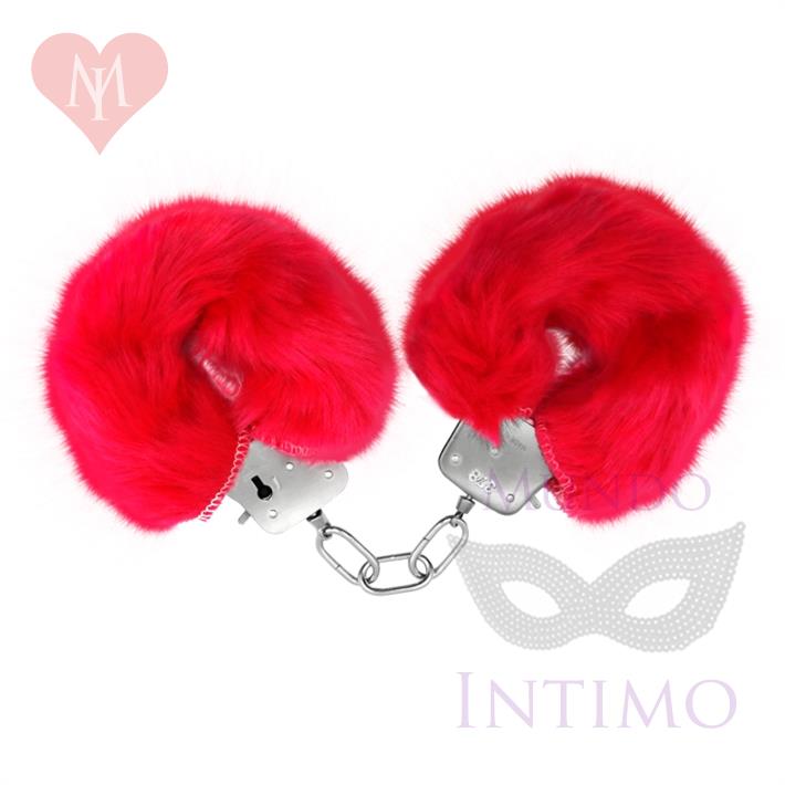 Esposas de metal cubiertas de peluche rosa