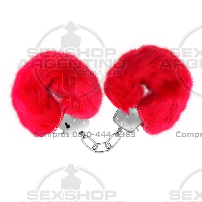 Esposas de metal cubiertas de peluche rosa