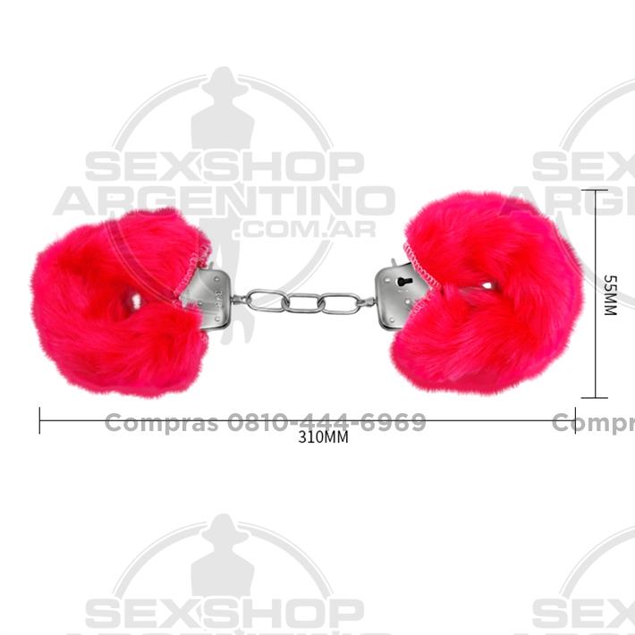 Esposas de metal cubiertas de peluche rosa