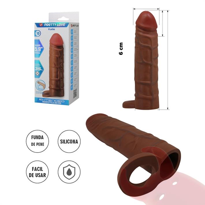  Funda de Pene Texturizada en TPR con Aro Escrotal de Estimulación 