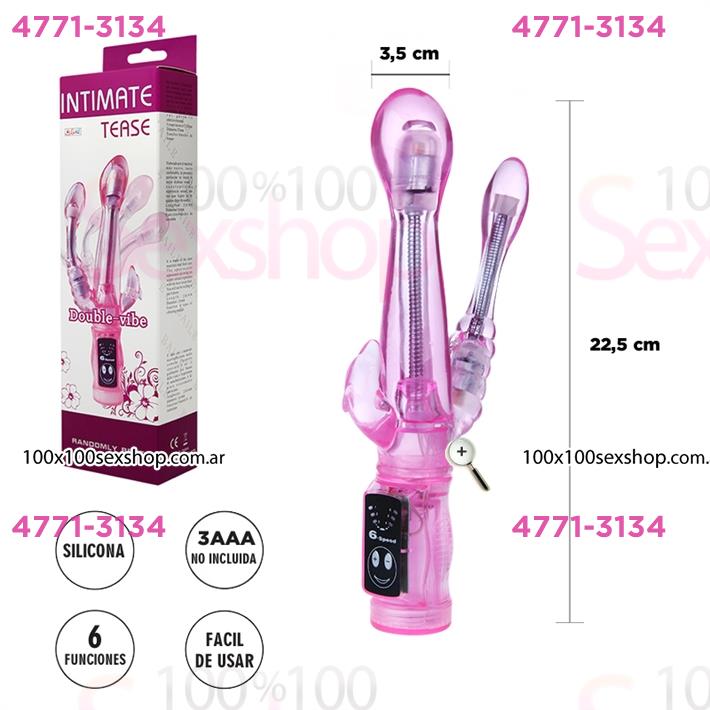Cód: CA SS-PL-037021A - Vibrador flexible con estimulador de clitoris y 6 funciones de vibracion - $ 49400