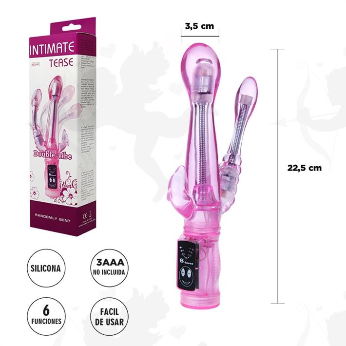  Vibrador flexible con estimulador de clitoris y 6 funciones de vibracion 
