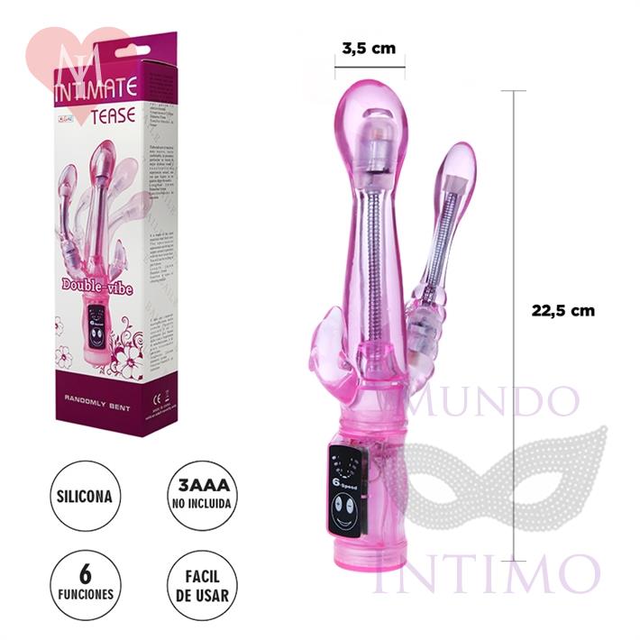  Vibrador flexible con estimulador de clitoris y 6 funciones de vibracion 