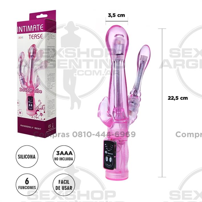  - Vibrador flexible con estimulador de clitoris y 6 funciones de vibracion