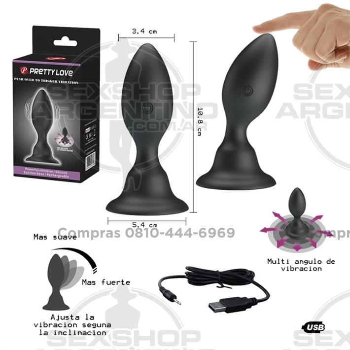  - Dilatador anal con vibracion regulable por inclinacion y carga USB