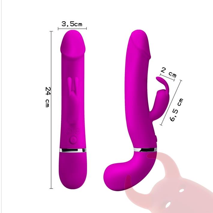Vibrador con estimulador de clitoris USB y lanzador de liquidos