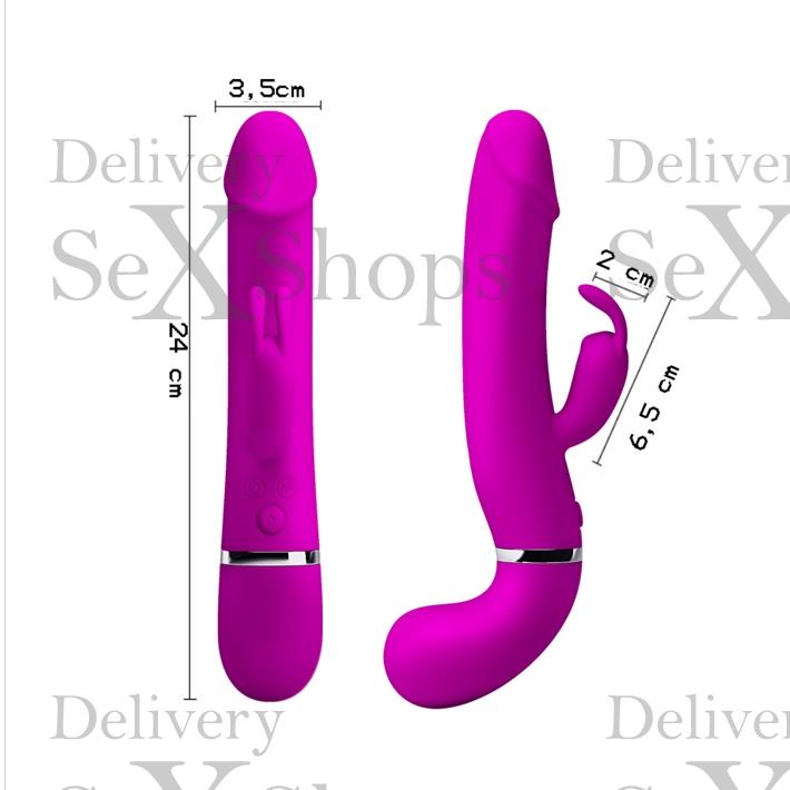 Vibrador con estimulador de clitoris USB y lanzador de liquidos