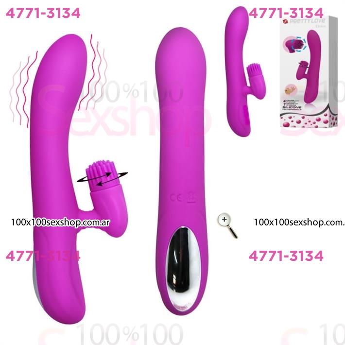 Cód: CA SS-PL-067002 - Vibrador 7 funciones con estimulador rotativo de clitoris y USB - $ 87500