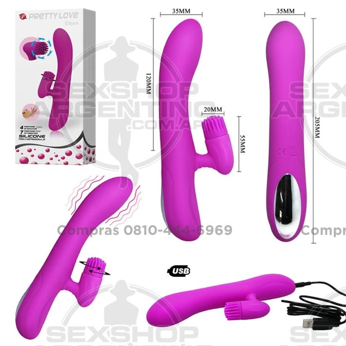  - Vibrador 7 funciones con estimulador rotativo de clitoris y USB