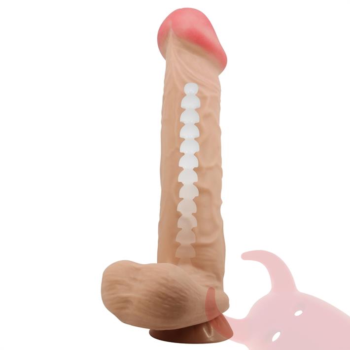 Dildo vertebrado con sopapa con piel extensible