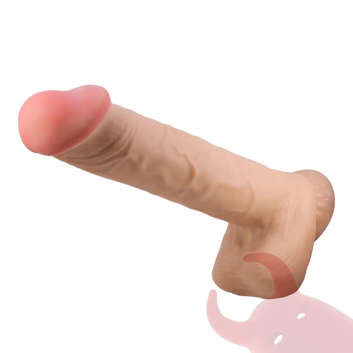 Dildo vertebrado con sopapa con piel extensible