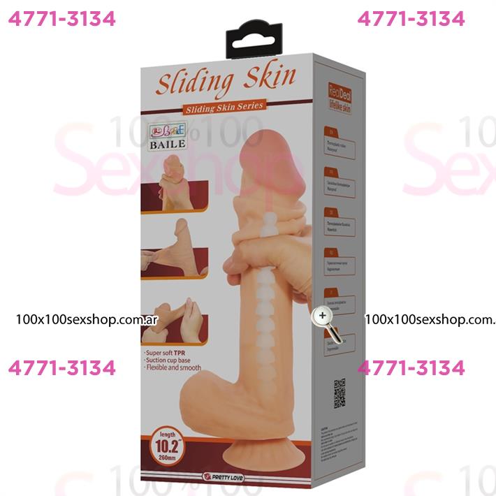 Dildo vertebrado con sopapa con piel extensible