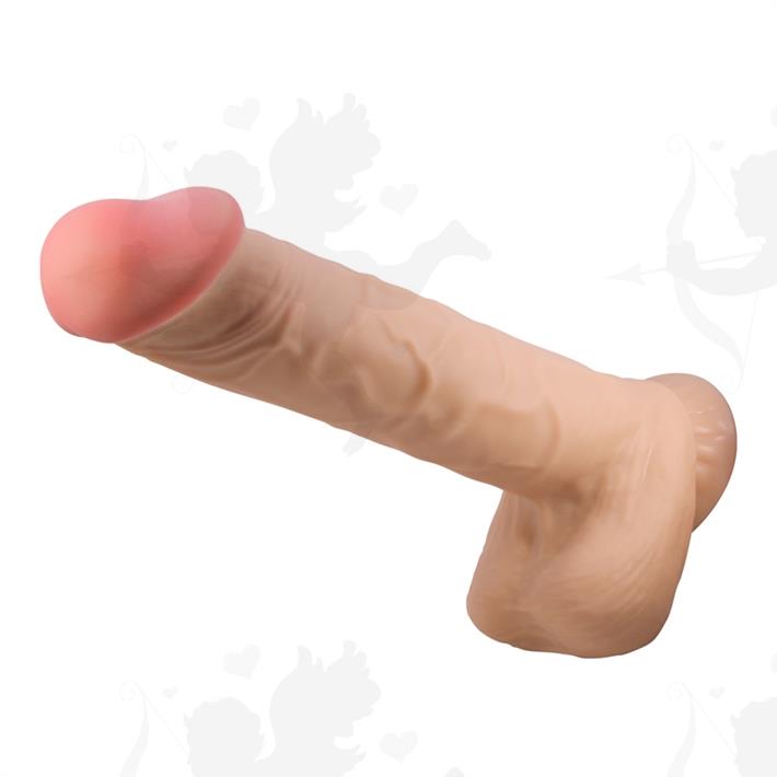 Dildo vertebrado con sopapa con piel extensible