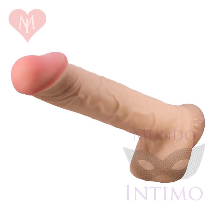 Dildo vertebrado con sopapa con piel extensible