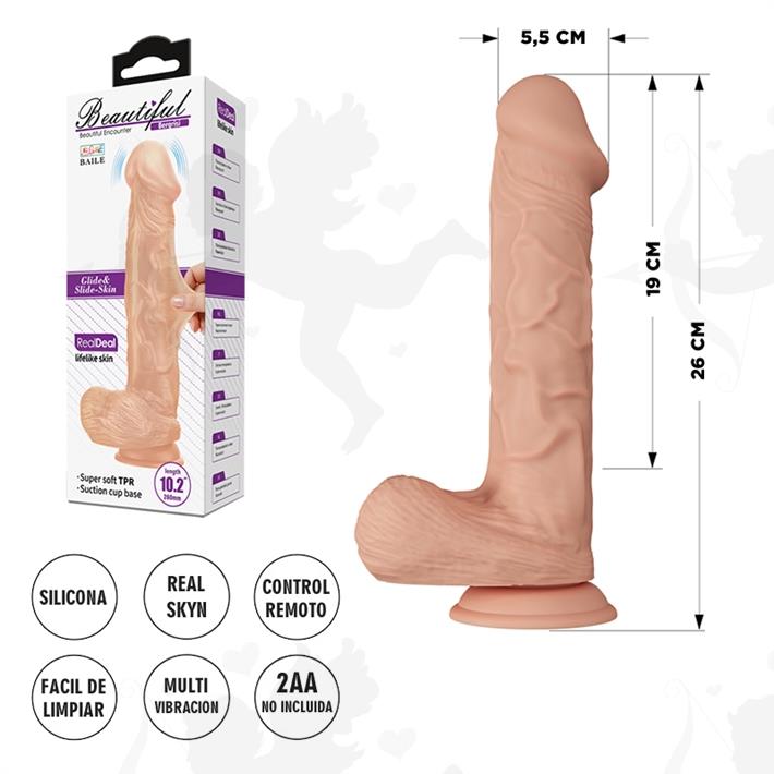 Dildo con sopapa y vibracion de textura pellizcable