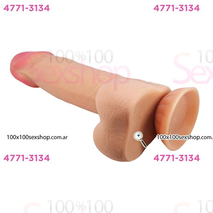 Dildo con testiculos vertebrado con sopapa flexible con piel extensible