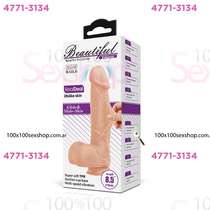 Dildo con vibracion de textura pellizcable con sopapa