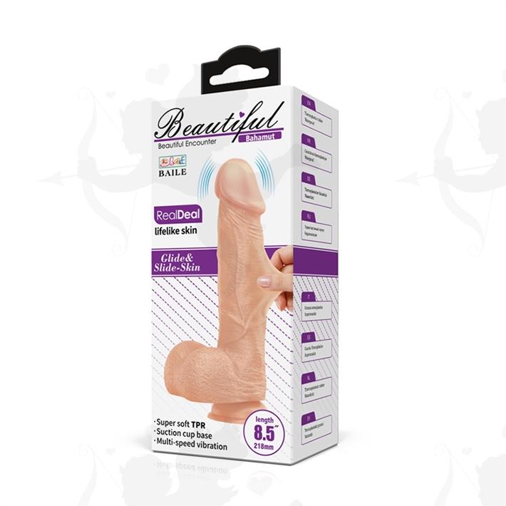 Dildo con vibracion de textura pellizcable con sopapa