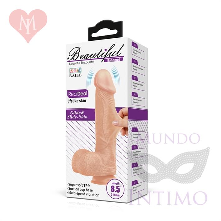 Dildo con vibracion de textura pellizcable con sopapa