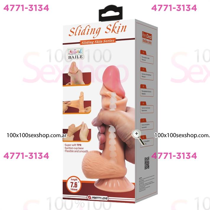 Dildo con testiculos vertebrado con sopapa flexible con piel extensible