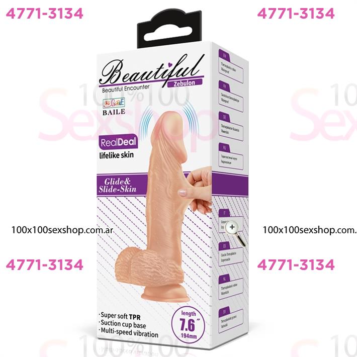 Dildo con vibracion y sopapa de textura pellizcable