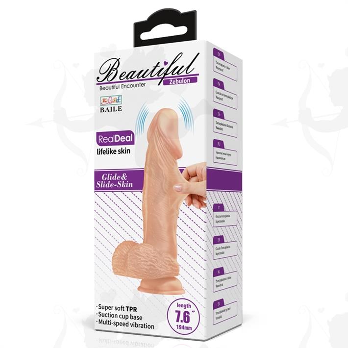 Dildo con vibracion y sopapa de textura pellizcable