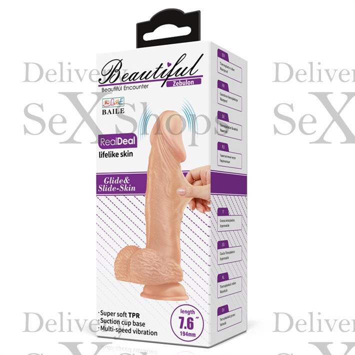 Dildo con vibracion y sopapa de textura pellizcable